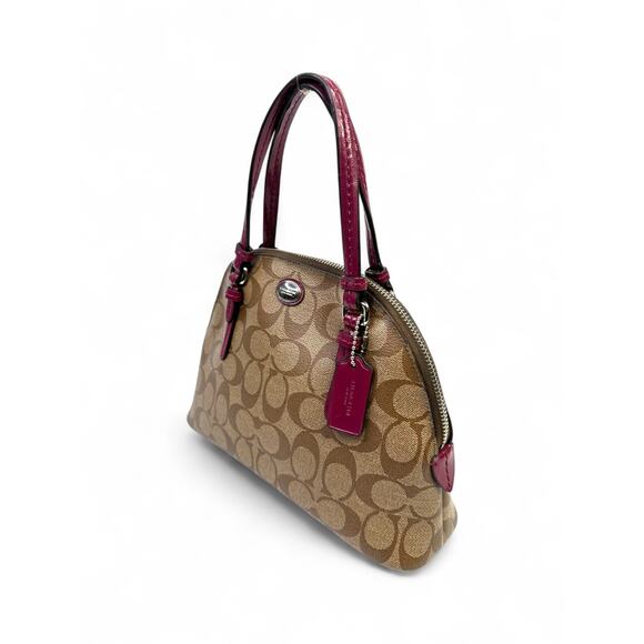 Coach Signature Dome Satchel with Magenta Patent Leather Trim - Picture 10 of 16